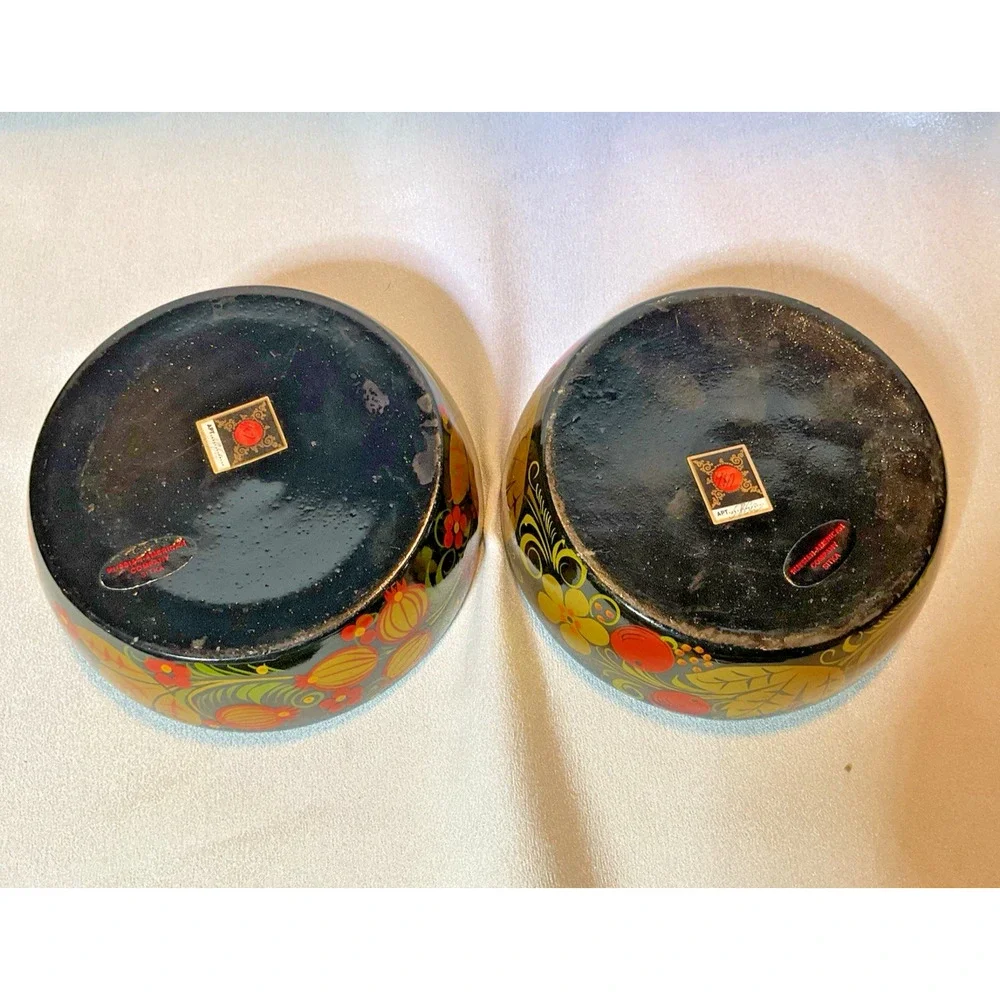 Vintage Russian Khokhloma Lacquer Wooden 8.5